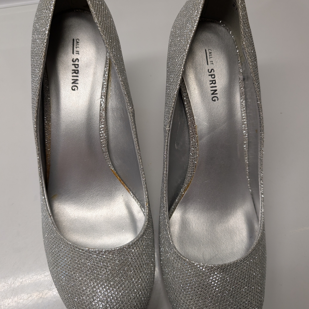Call It Spring Silver Sparkle Heels for Formal Events